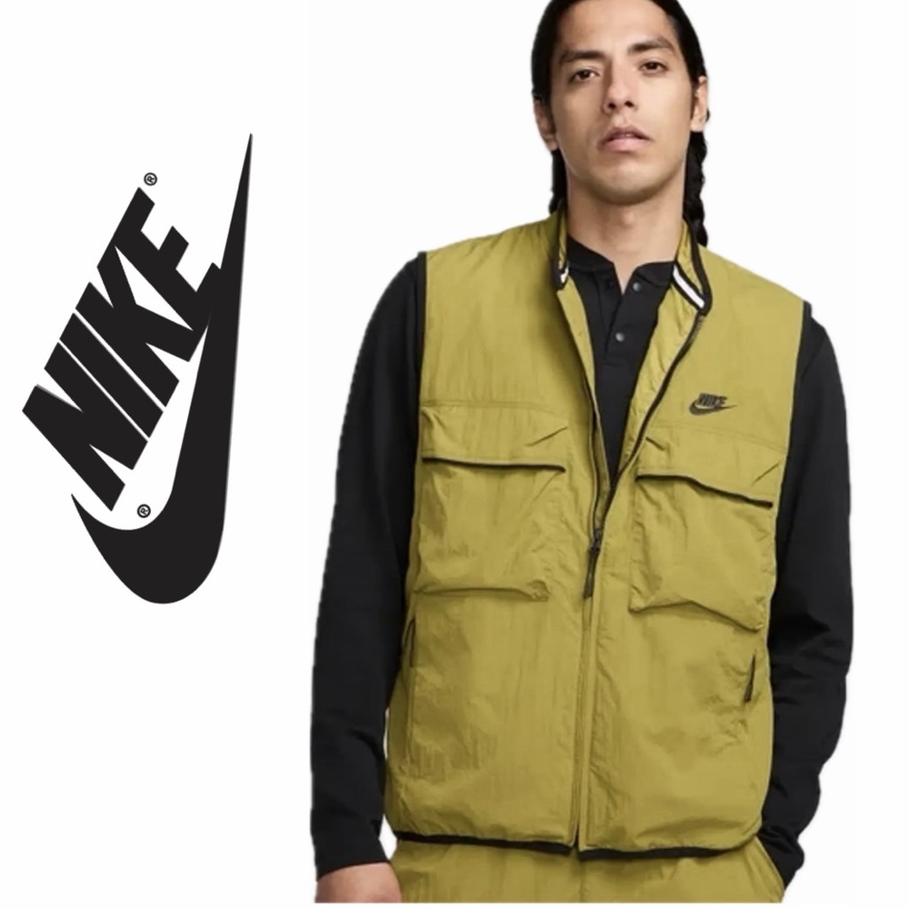 Nike Tech SportWear Woven Vest Utility UPF 40+ Sz L Pockets Full Zip NORMCORE